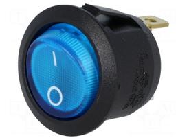 ROCKER | SPST | Pos: 2 | OFF-ON | 10A/250VAC | blue | neon lamp 230V | 50mΩ