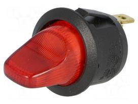 ROCKER | SPST | Pos: 2 | OFF-ON | 10A/250VAC | red | neon lamp 230V | 50mΩ