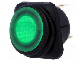 ROCKER | SPST | Pos: 2 | OFF-ON | 10A/250VAC | green | IP65 | LED | 50mΩ