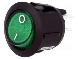 ROCKER | DPST | Pos: 2 | OFF-ON | 10A/250VAC | green | neon lamp 230V