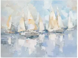Aliejinis paveikslas 120x90 cm, burlaiviai jūroje
