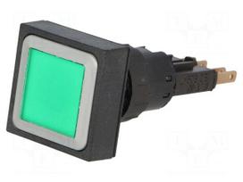 Switch: push-button | Stabl.pos: 1 | 16mm | green | filament lamp