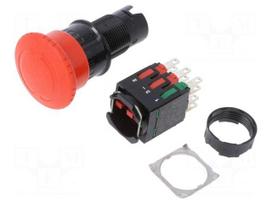 Switch: emergency stop | Stabl.pos: 2 | NC x2 + NO | 16mm | red | none