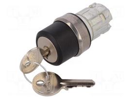 Switch: rotary with key | Stabl.pos: 3 | 22mm | silver | Illumin: none