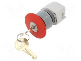 Switch: emergency stop with key | Stabl.pos: 2 | 22mm | red | IP65