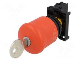 Switch: emergency stop with key | Stabl.pos: 2 | NC | 22mm | red | IP66
