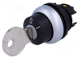 Switch: rotary with key | Stabl.pos: 1 | 22mm | black | Illumin: none