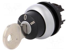 Switch: rotary with key | Stabl.pos: 1 | 22mm | black | Illumin: none