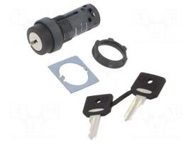 Switch: rotary with key | Stabl.pos: 2 | NO | 0.3A/240VAC | 22mm | black