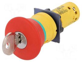 Switch: emergency stop with key | Stabl.pos: 2 | NC x2 | 2A/230VAC