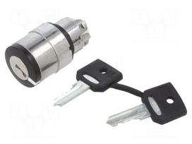 Switch: rotary with key | Stabl.pos: 1 | 22mm | black | Illumin: none