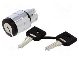 Switch: rotary with key | Stabl.pos: 1 | 22mm | black | Illumin: none