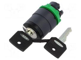 Switch: rotary with key | Stabl.pos: 2 | 22mm | black | Illumin: none