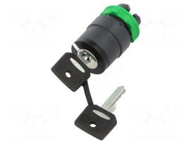 Switch: rotary with key | Stabl.pos: 2 | 22mm | black | Illumin: none