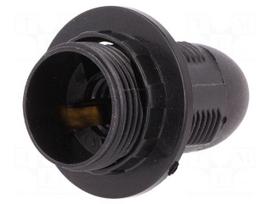 Lampholder: for lamp | E14 | with flange | Body: black | Ø: 28mm | L: 57mm