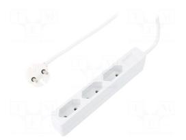 Plug socket strip: protective | Sockets: 3 | 250VAC | 7.5A | 1.5m | IP20