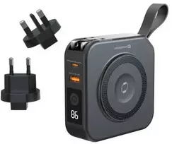„Swissten“ išorinė baterija „ALL-IN-ONE PRO“ su keičiamais kištukais (JAV / ES / JK), 20 W, 10000 mAh