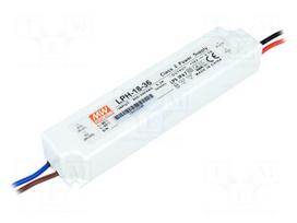 Power supply: switched-mode | LED | 18W | 36VDC | 0.5A | 180÷264VAC
