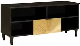 Televizoriaus spintelė Juodas ir auksinis 100 x 33 x 46 cm