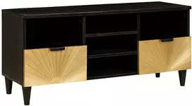 Televizoriaus spintelė Juodas ir auksinis 100 x 33 x 46 cm