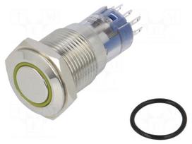 Switch: vandal resistant | DPDT | 3A/250VAC | IP67 | ON-(ON) | amber