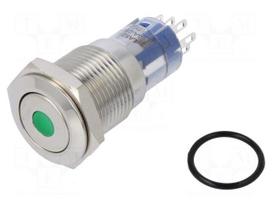 Switch: vandal resistant | DPDT | 3A/250VAC | IP67 | ON-(ON) | green
