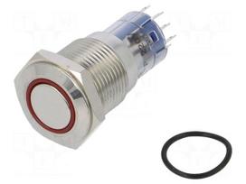 Switch: vandal resistant | DPDT | 3A/250VAC | IP67 | ON-(ON) | red | 2kV
