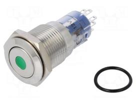 Switch: vandal resistant | DPDT | 3A/250VAC | IP67 | ON-(ON) | green