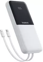 Baseus „A6ac4 Lipow“ 10000mAh 22,5 W išorinė baterija su dviem integruotais laidais (su „A6ac4 Simple USB-A - USB-C 3A 20 cm“ laidu) – balta
