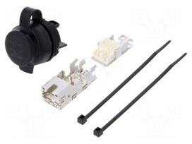 RJ45 socket | 22mm | FrontCom | -40÷70°C | Ø22mm | IP65 | Colour: black