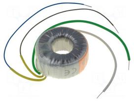 Transformer: toroidal | 12VA | 230VAC | 12V | 1A | 0.26kg | Leads: cables