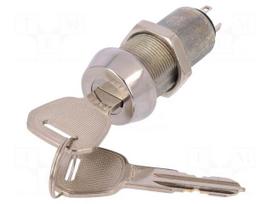 Switch: key switch | Stabl.pos: 2 | ON-ON | SPDT | Cutout: Ø19mm | 90°
