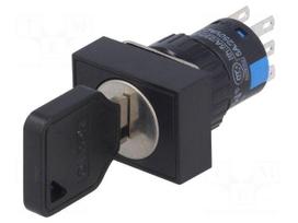 Switch: key switch | Stabl.pos: 3 | Contacts: 3PST | Ø16mm | Key: flat