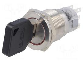 Switch: key switch | Stabl.pos: 3 | Contacts: 3PST | Ø19mm | Key: flat