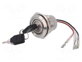 Switch: key switch | Stabl.pos: 3 | Contacts: 3PST | Ø30mm | Key: flat