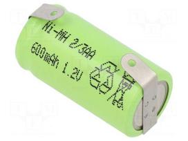 Re-battery: Ni-MH | 2/3AA | 1.2V | 600mAh | soldering lugs