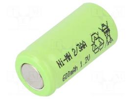 Re-battery: Ni-MH | 2/3AA | 1.2V | 600mAh | Ø13.9x28.1mm