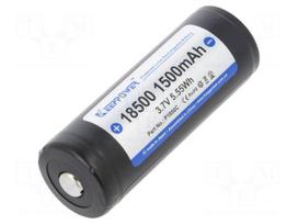Re-battery: Li-Ion | 18500 | 3.7V | 1500mAh | Ø18.5x53mm | 3A
