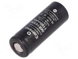 Re-battery: Li-Ion | 18500 | 3.7V | 1100mAh | Ø18.5x50mm | 10A