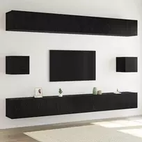 TV staliukas TV spintelių komplektas 8 pcs Juodas ąžuolas Apdirbta mediena