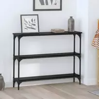 Konsolinis stalas su lentyna juoda ąžuolo 100 x 22,5 x 75 cm