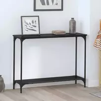 Konsolinis stalas su lentyna juoda ąžuolo 101 x 30.5 x 75 cm