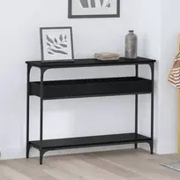 Konsolinis stalas su lentyna juoda ąžuolo 100 x 29 x 75 cm