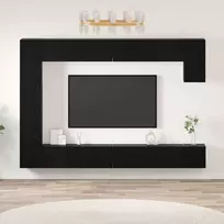 TV staliukas TV spintelių komplektas 9 pcs Juodas ąžuolas Apdirbta mediena