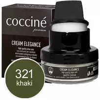 Chaki spalvos lygios odos maitinamasis ir spalvą atnaujinantis batų kremas – Coccine Kreminis Elegance, khaki, 50 ml