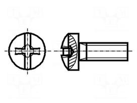 Screw | M4x5 | Head: button | Phillips,slotted | steel | zinc | 0,8mm,PH2