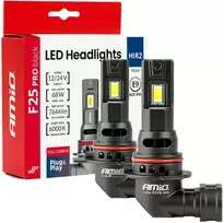 LED žibintų lemputės Series F25 PRO Juodas FULL CANBUS HIR2 68W 12V 24V, AMIO-04724