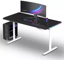 ULTRADESK Biurko dla gracza QUEST, 140x70cm, 72-120cm, baltai-juodas