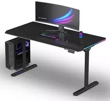 ULTRADESK Biurko dla gracza QUEST, 140x70cm, 72-120cm, juoda-juoda
