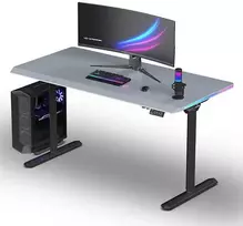 ULTRADESK Biurko dla gracza QUEST, 140x70cm, 72-120cm, juoda-pilka